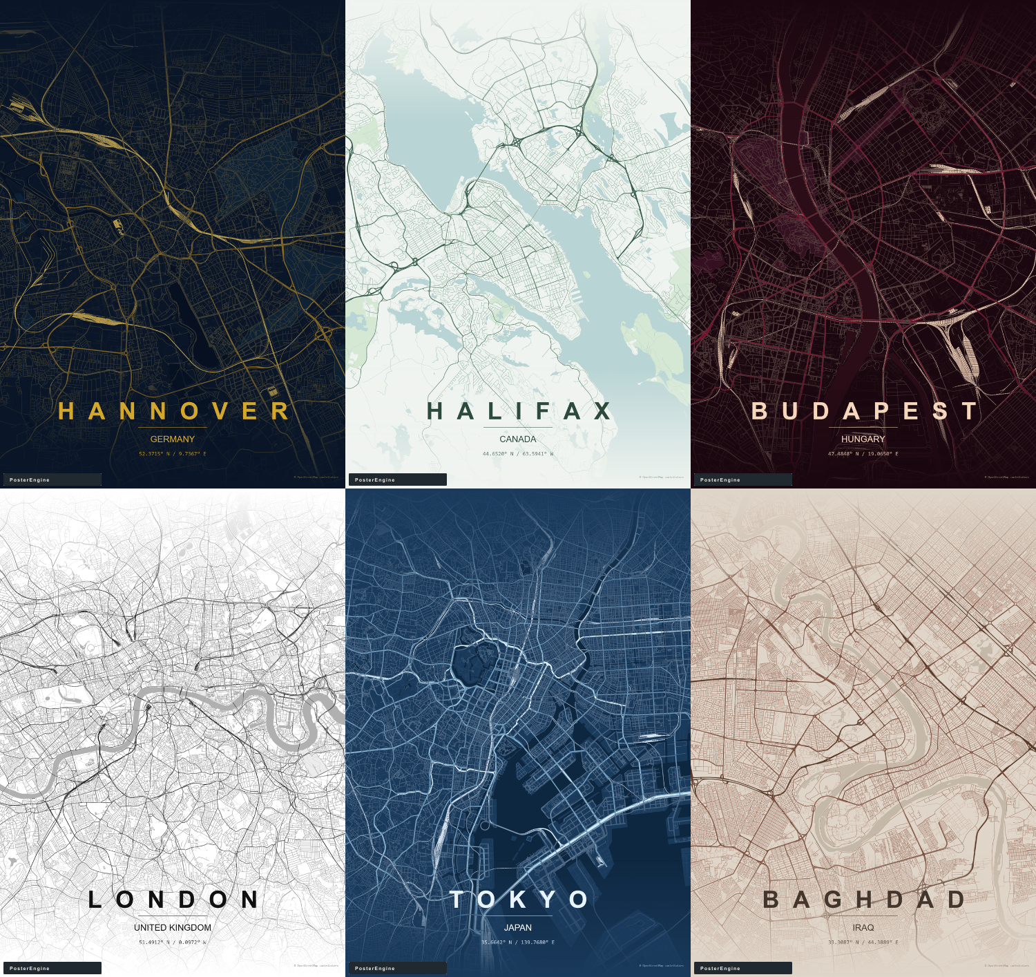 PosterEngine custom map poster example